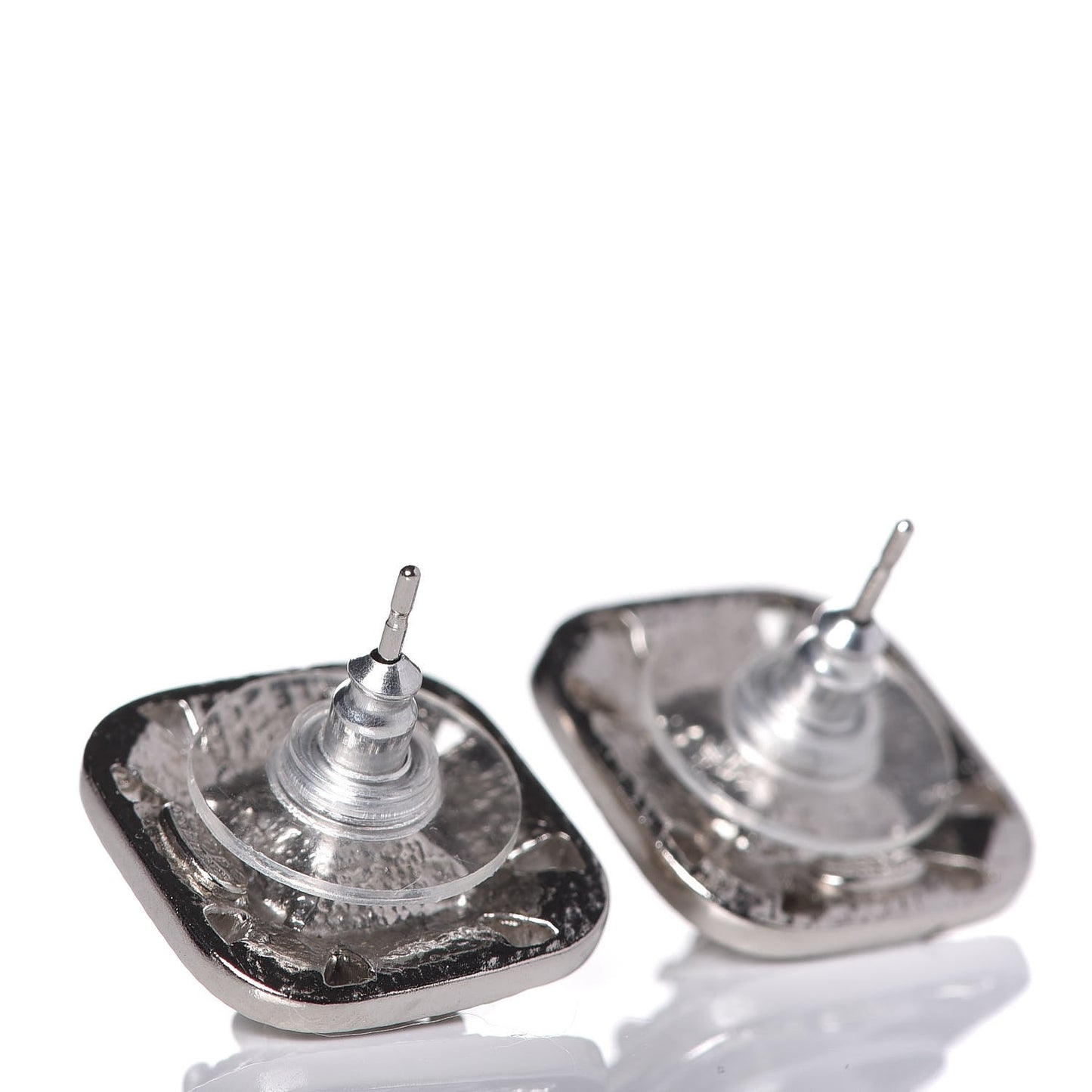 Baguette Crystal CC Earrings Silver