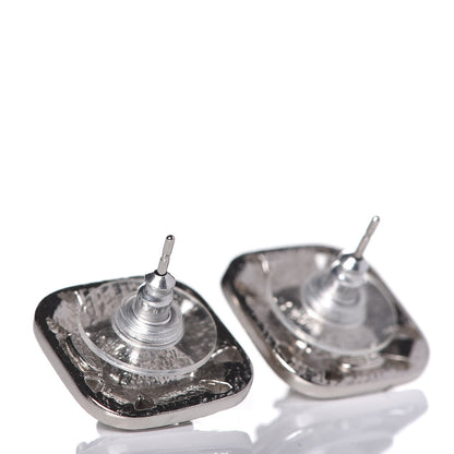 Chanel Baguette Crystal CC Earrings Silver 3 of 5