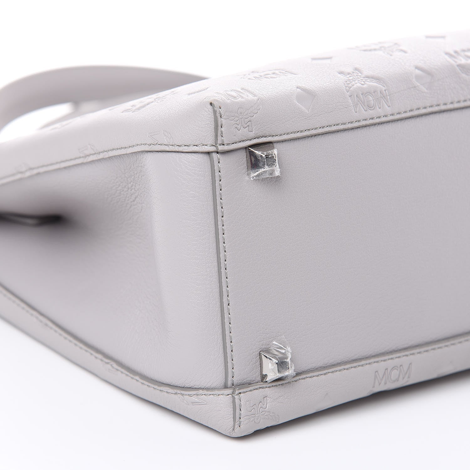 MCM Calfskin Ottomar Monogram Sarah Convertible Hobo Dove 7 of 10