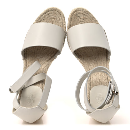 Hermes Calfskin Tipoli Espadrille Wedges 38 White 2 of 12