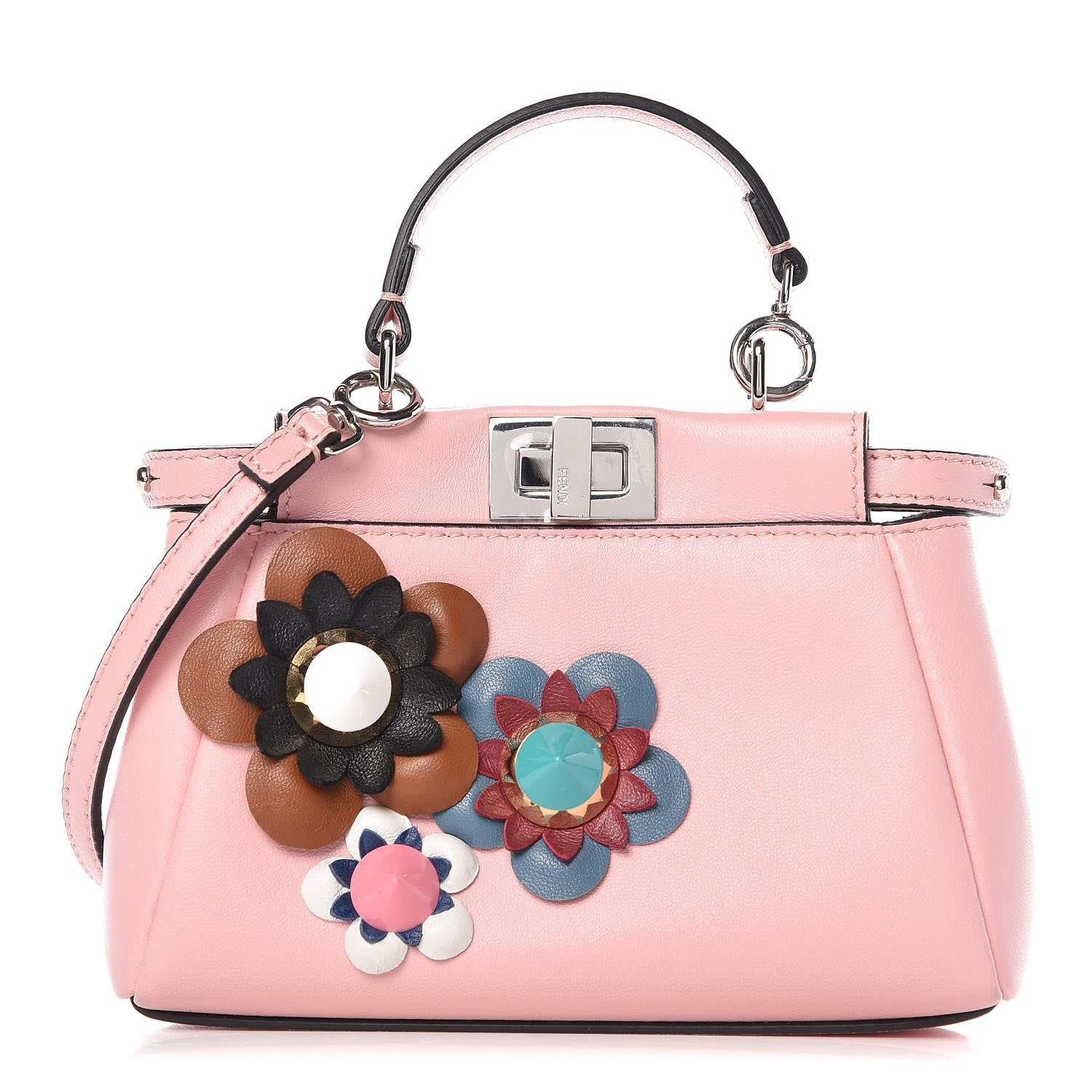 Fendi Nappa Flowerland Micro Peekaboo Iconic Satchel Bubblegum Multicolor 1 of 7