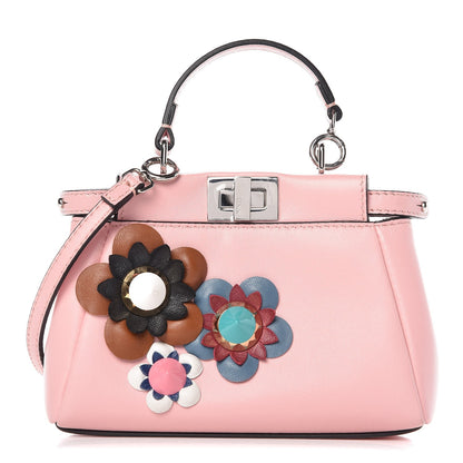 Fendi Nappa Flowerland Micro Peekaboo Iconic Satchel Bubblegum Multicolor 1 of 7