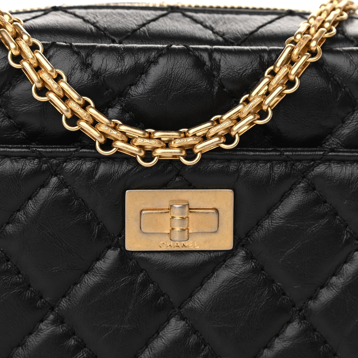 Chanel Aged Calfskin Quilted Mini Reissue Camera Case Black 8 of 10