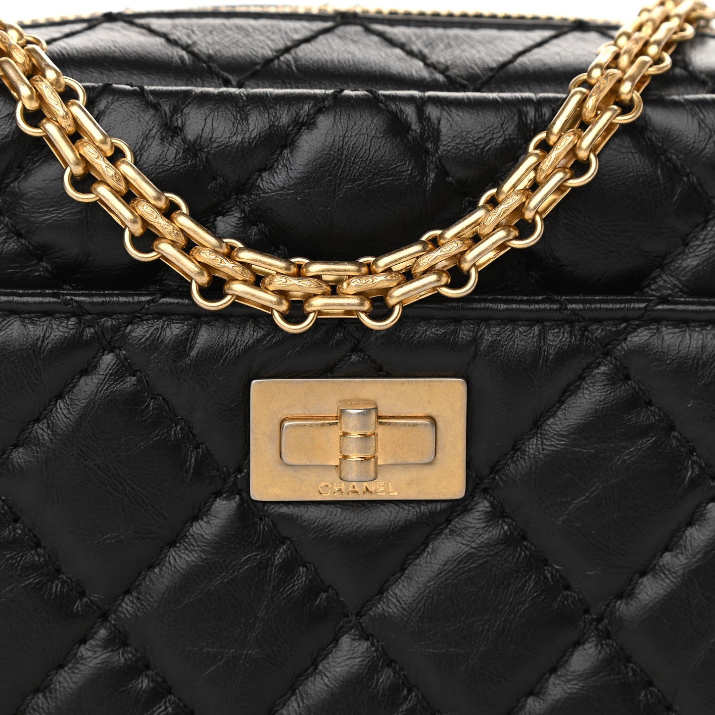 Aged Calfskin Quilted Mini Reissue Camera Case Black