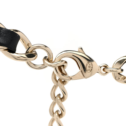 Chanel Metal Lambskin Pearl Chain Flap Bag Long Necklace Gold Black Pearly White 5 of 7