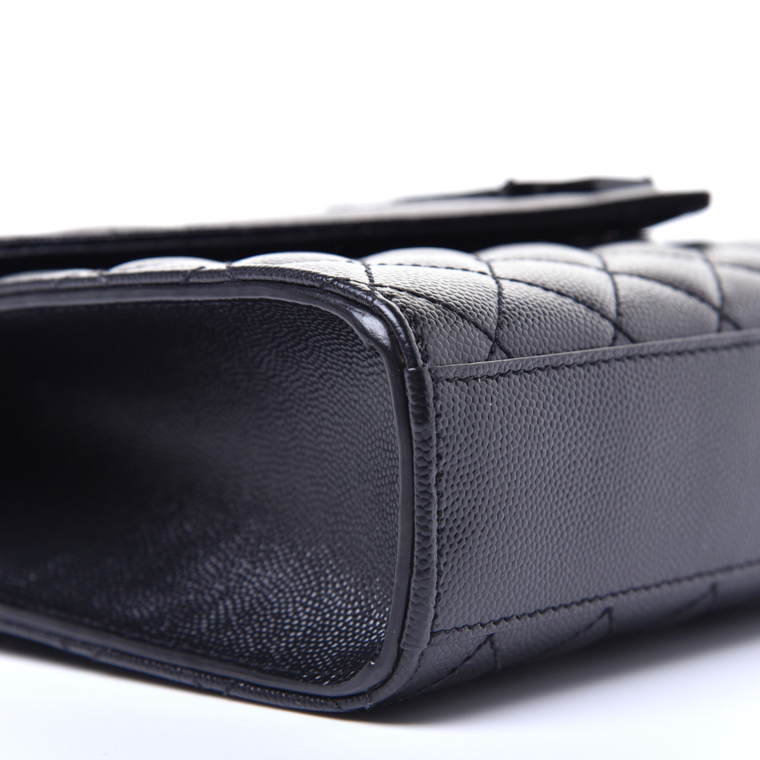 Saint Laurent Grain De Poudre Textured Mixed Matelasse Triquilt Medium Monogram Satchel Black 7 of 9