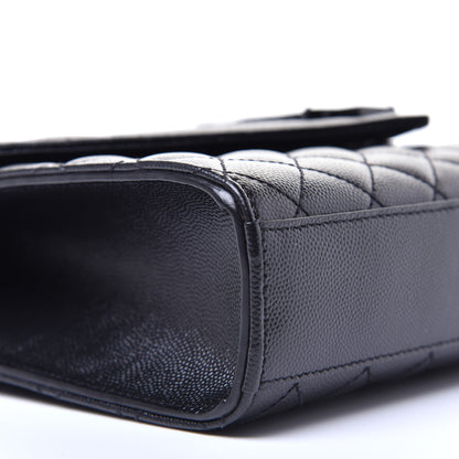 Saint Laurent Grain De Poudre Textured Mixed Matelasse Triquilt Medium Monogram Satchel Black 7 of 9