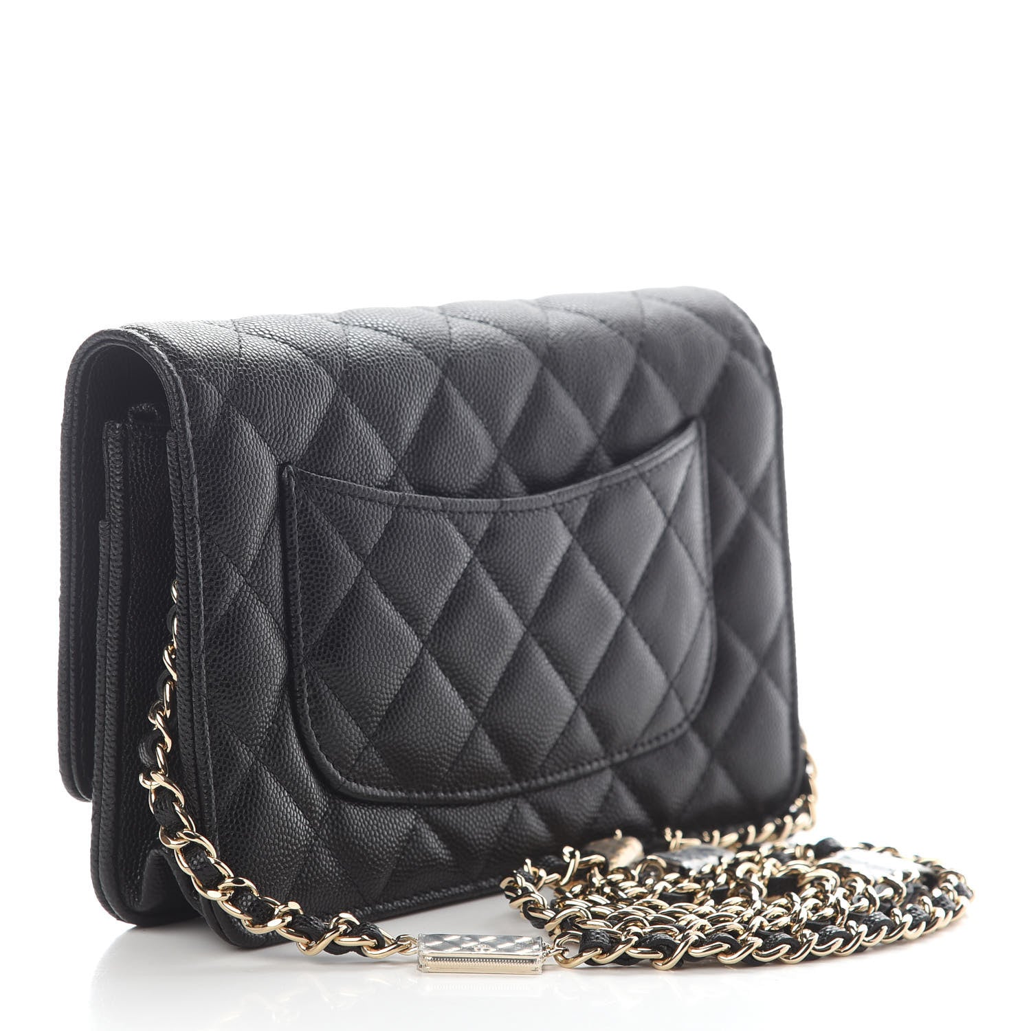 Chanel Caviar Quilted Wallet With Charms On Chain WOC Black 2 of 9