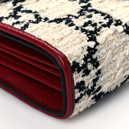 Gucci Tweed GG Monogram Mini Dionysus Chain Wallet White Black Romantic Cherry 8 of 10
