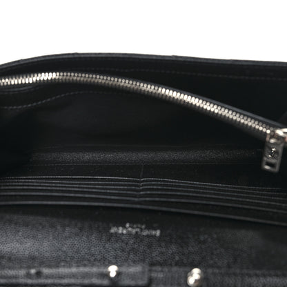 Saint Laurent Grain De Poudre Matelasse Chevron Monogram Chain Wallet Black 6 of 12