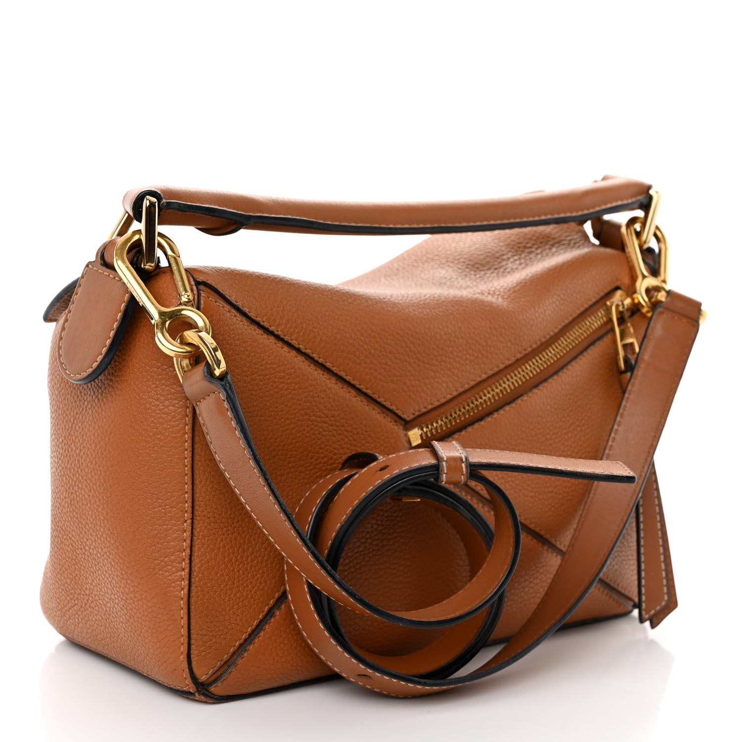 Loewe Grained Calfskin Small Puzzle Bag Tan 3 of 9