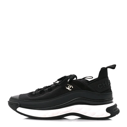 Chanel Velvet Calfskin Mixed Fibers CC Sneakers 40 Black 1 of 8