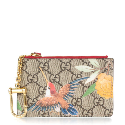 Gucci GG Supreme Monogram Tian Key Case Beige Multicolor Red 1 of 5