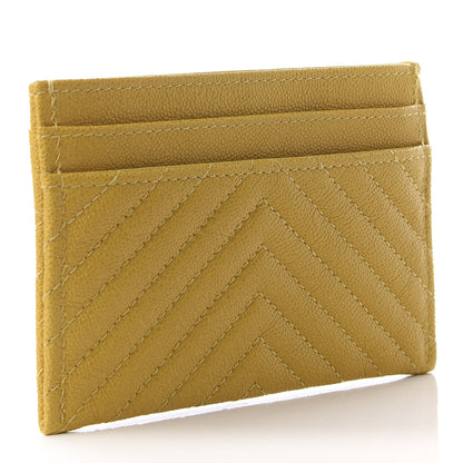 Chanel Caviar Chevron Quilted Boy Card Holder Yellow 2 of 9