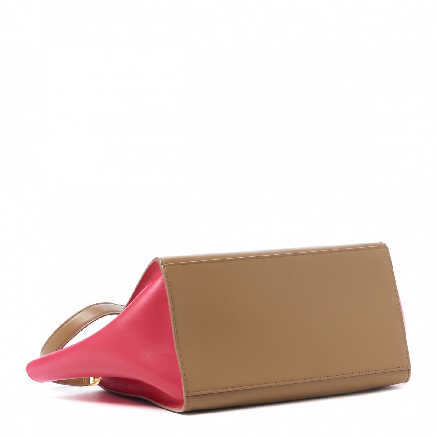 Smooth Calfskin Medium Tri-Color Trapeze Taupe Fuchsia