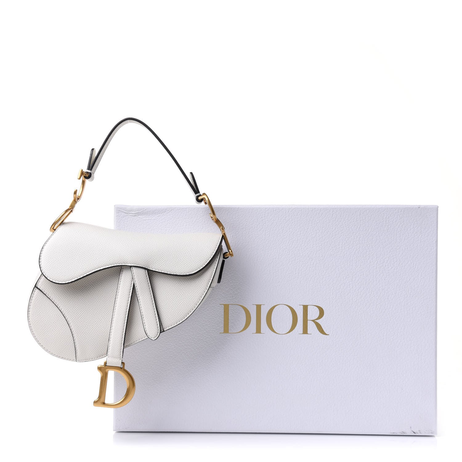 Christian Dior Grained Calfskin Mini Saddle Bag White 11 of 12