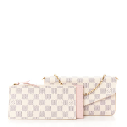 Louis Vuitton Damier Azur Pochette Felicie Chain Wallet Rose Ballerine 3 of 14