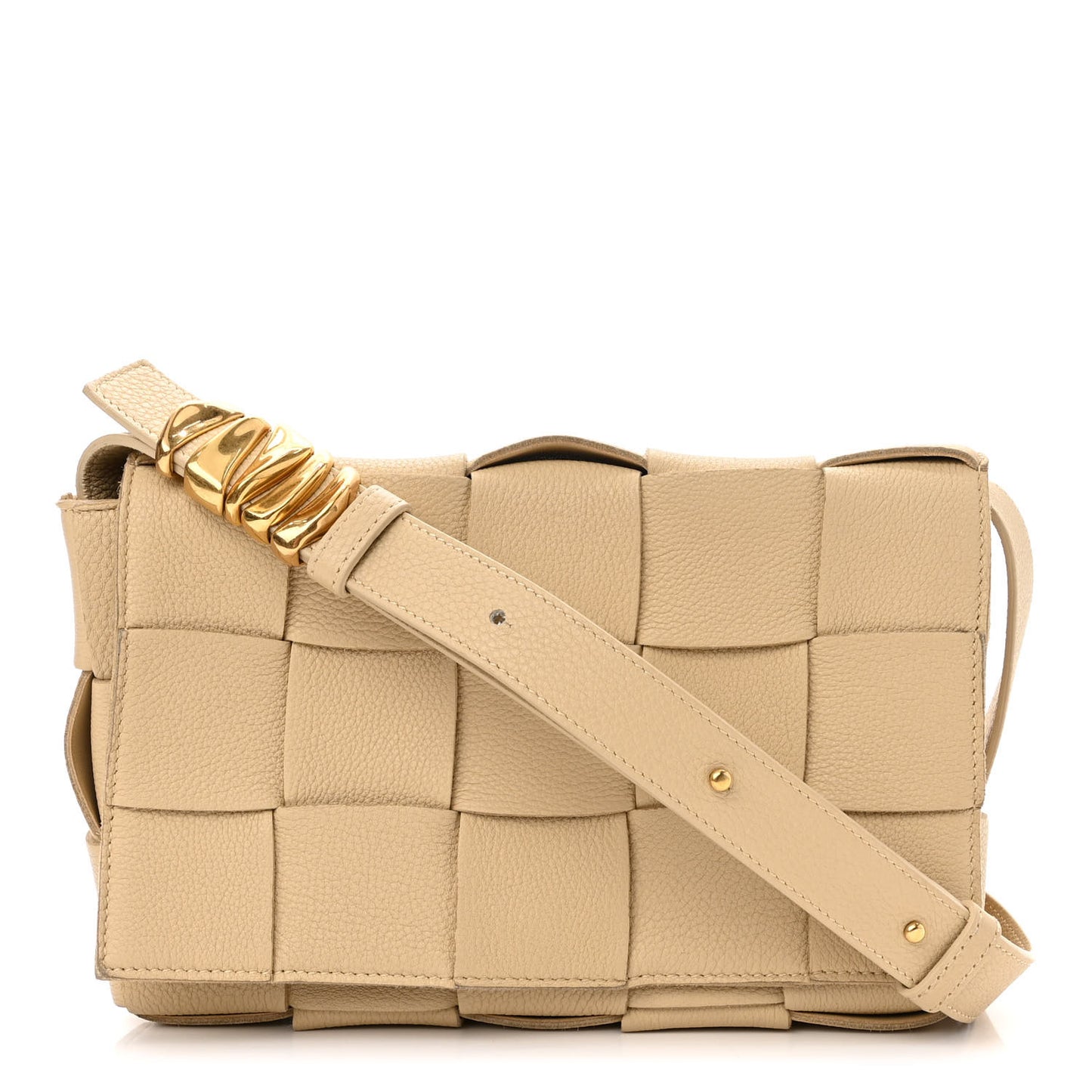 Grained Calfskin Maxi Intrecciato Cassette Crossbody Bag Porridge