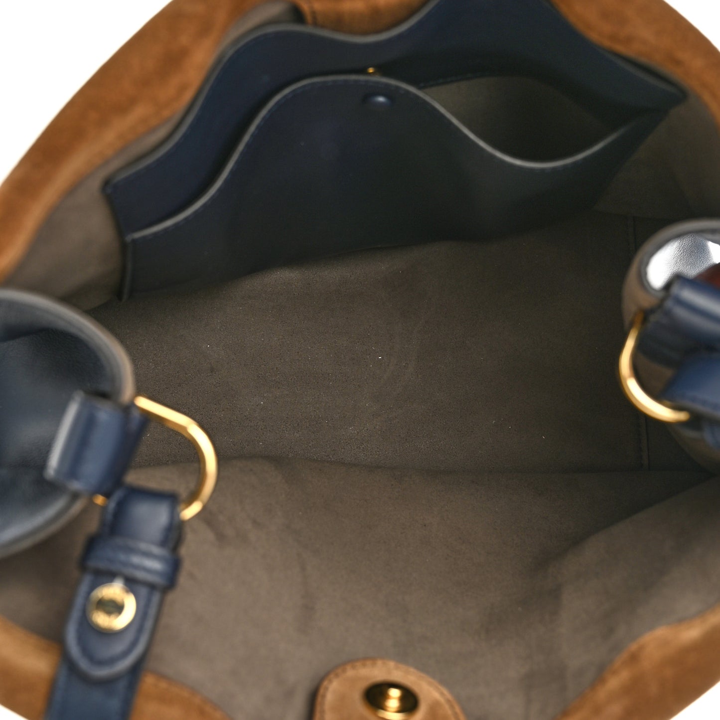 Vitello Grace Suede Large Flip Tote Midnight Marrone