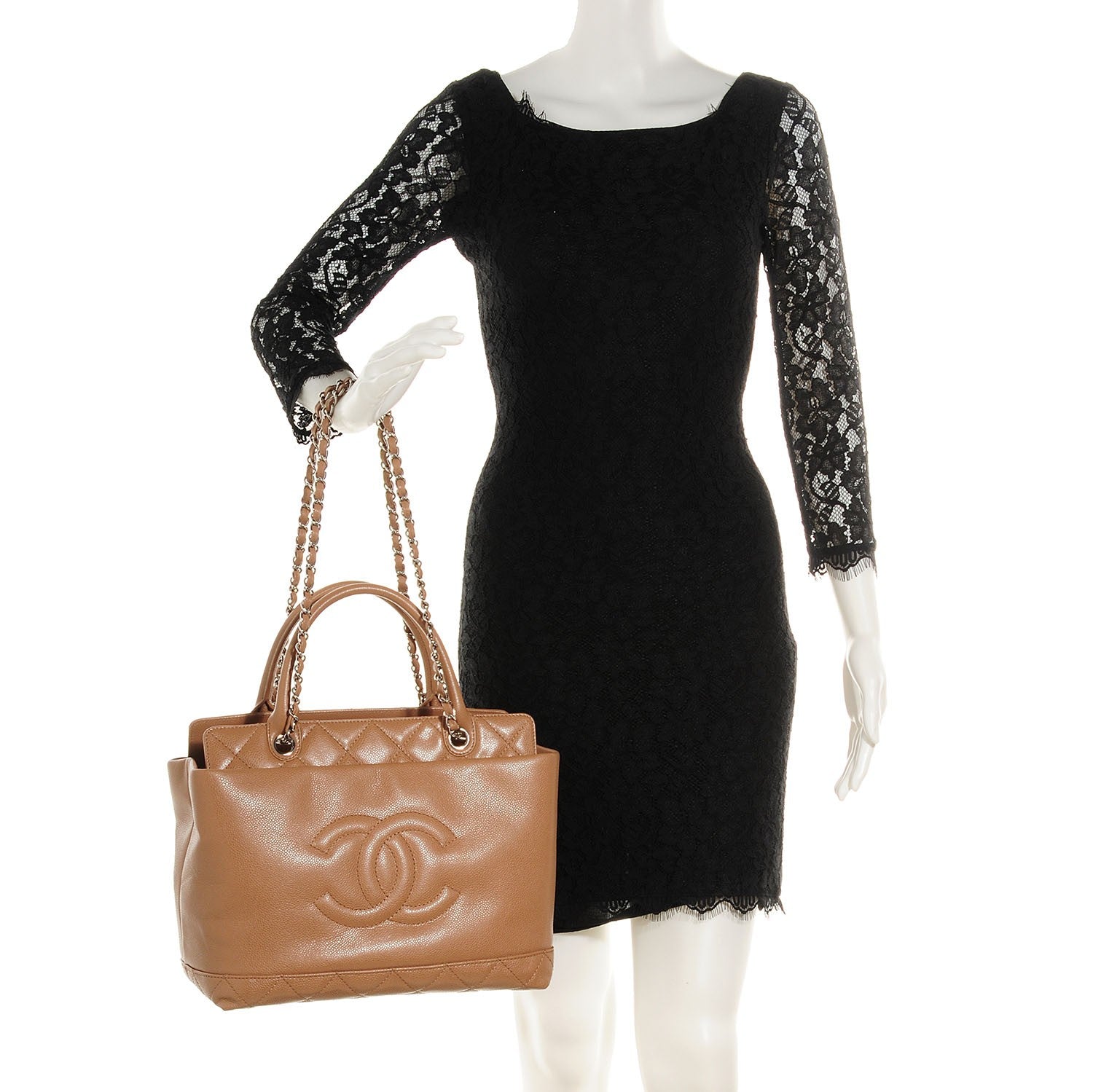 Chanel Caviar Soft CC Top Handle Medium Tote Beige 2 of 7