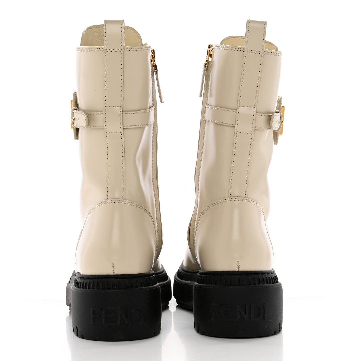 Vitello Abrasivato Fendigraphy 50mm Biker Boots 41 White