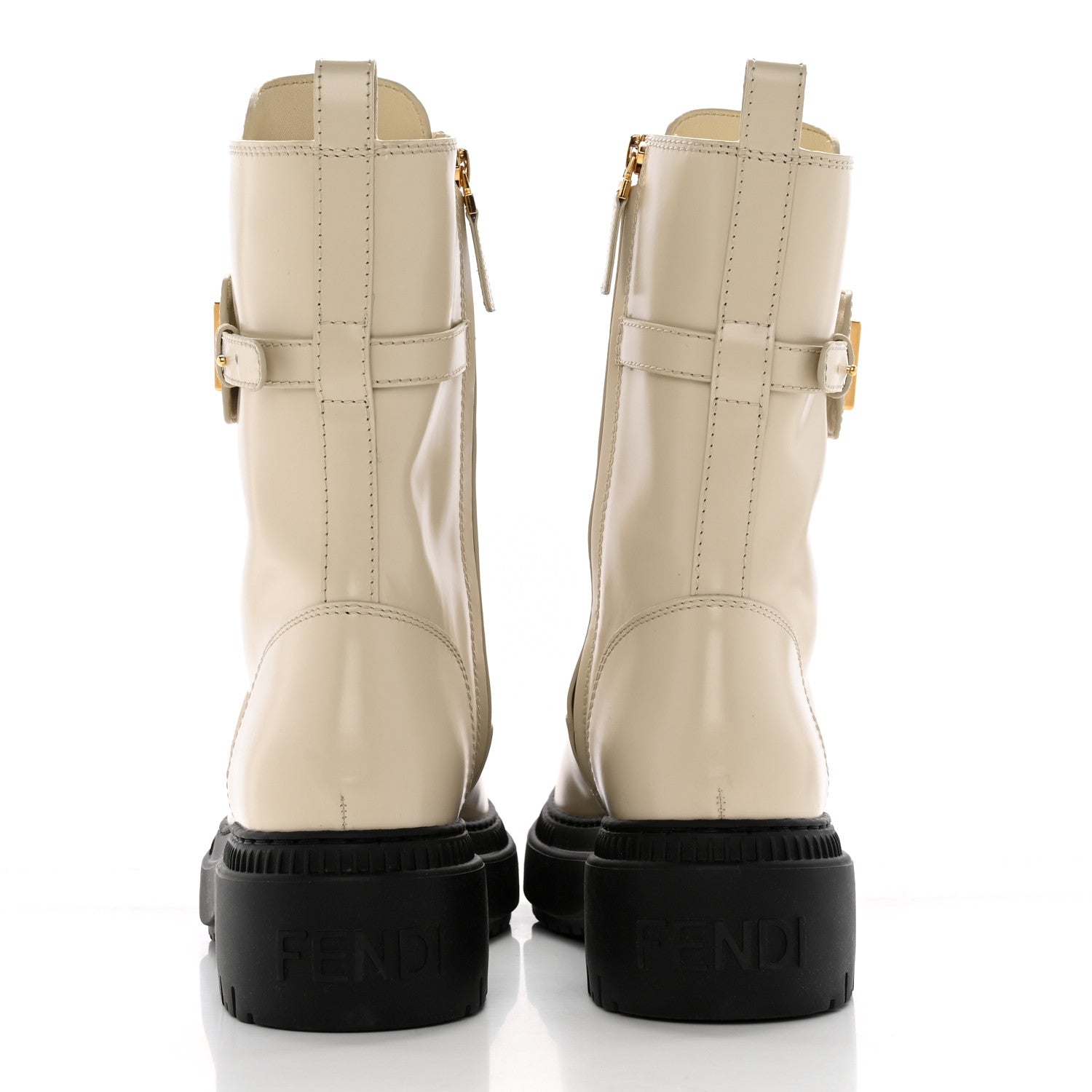 Fendi Vitello Abrasivato Fendigraphy 50mm Biker Boots 41 White 5 of 12