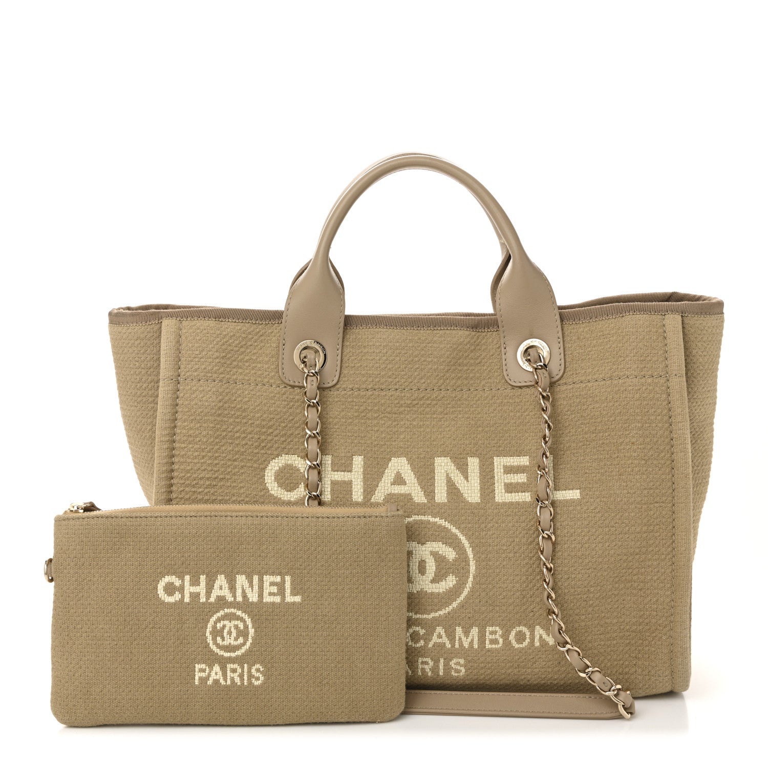 Chanel Canvas Small Deauville Tote Beige 3 of 13