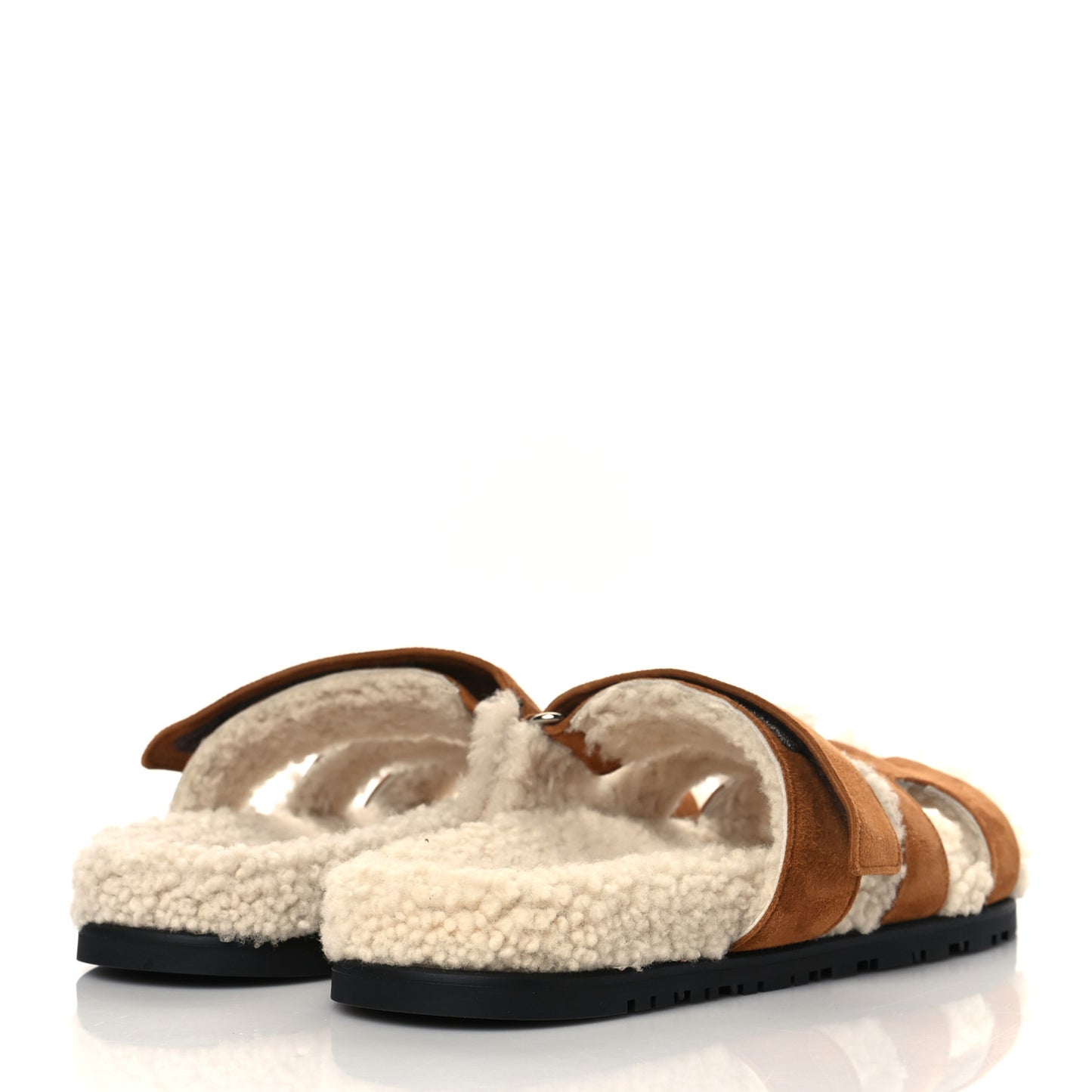 Suede Goatskin Woolskin Womens Chypre Sandals 39 Brun Fume Ecru