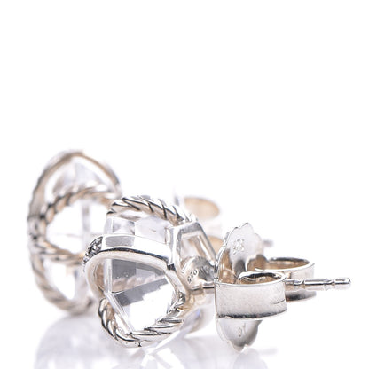 David Yurman Sterling Silver Diamond Crystal 10mm Cable Wrap Earrings 4 of 5