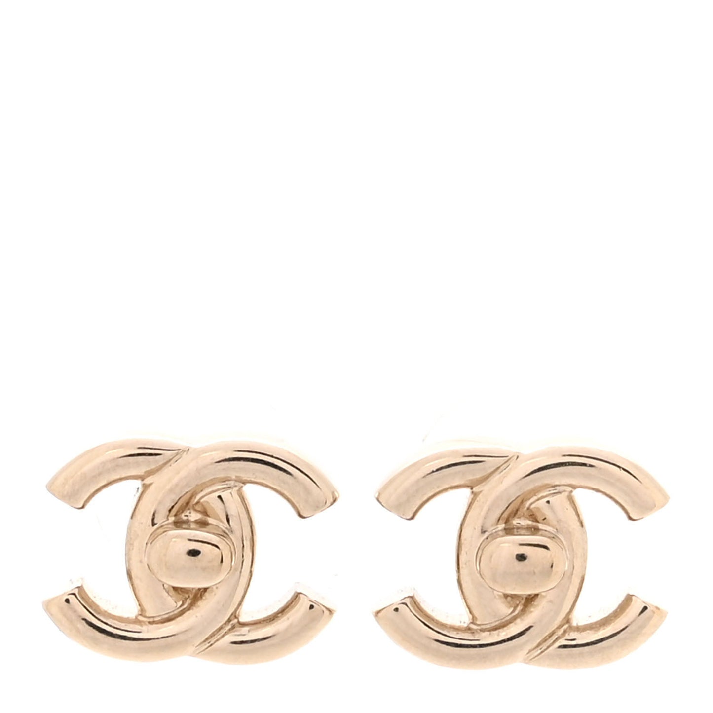 Metal CC Turnlock Earrings Gold
