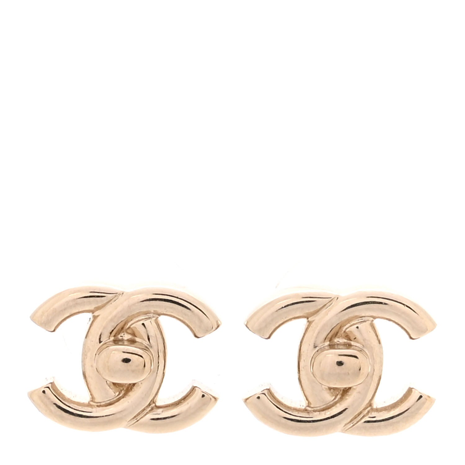 Chanel Metal CC Turnlock Earrings Gold 1 of 6