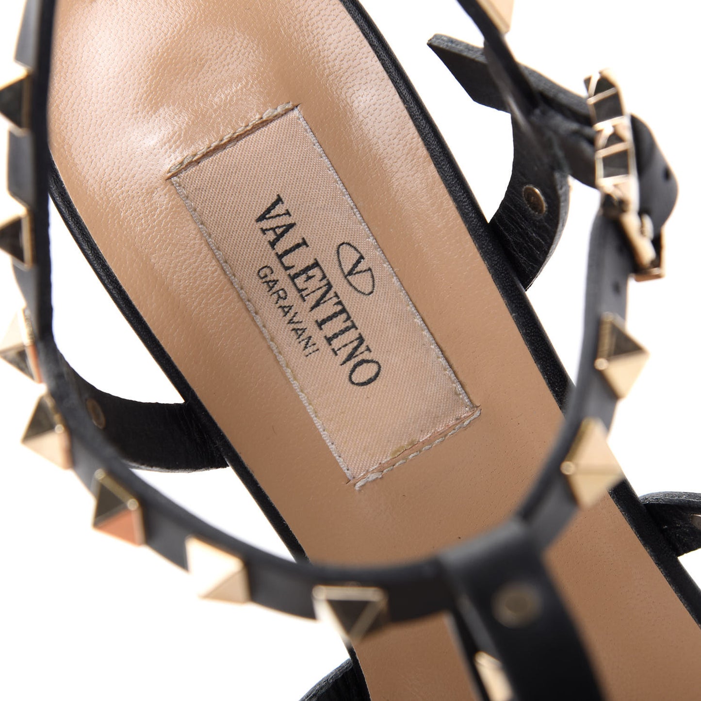 Calfskin Rockstud 60mm City Sandals 36.5 Black