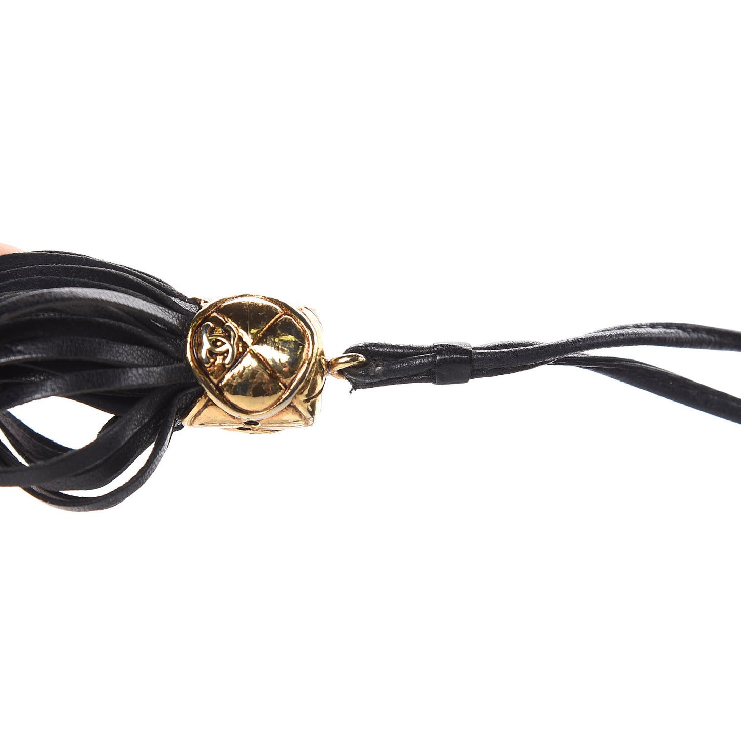 Lambskin Tassel Drawstring Pouch Bag Black