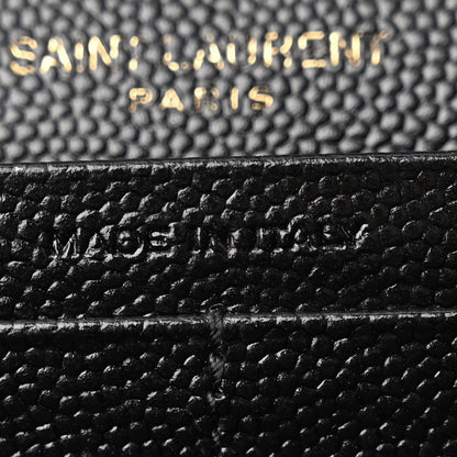 Saint Laurent Grain De Poudre Matelasse Chevron Monogram Flap Wallet Black 7 of 12