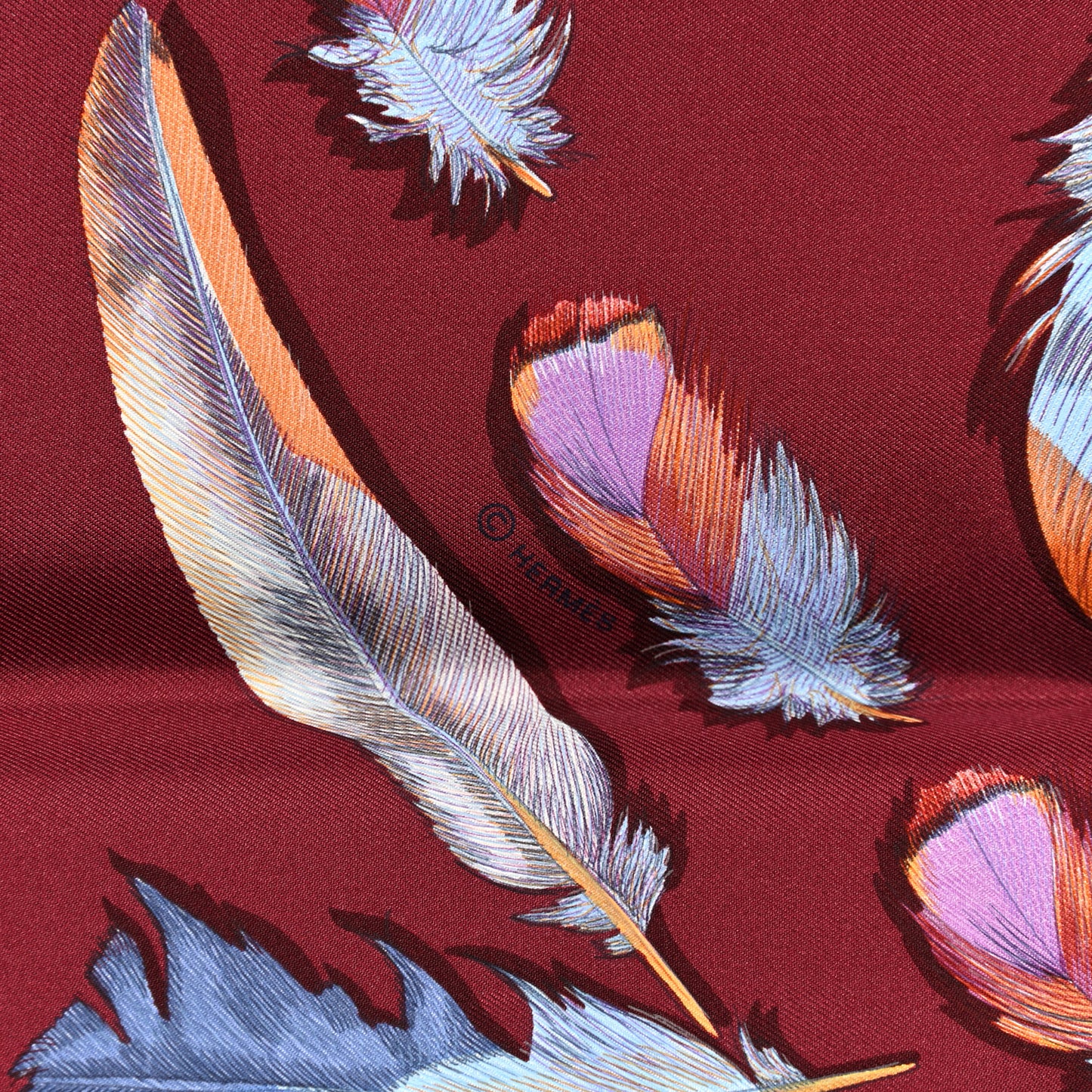 Silk Plumes II Scarf 90 Rouge Prune Violet