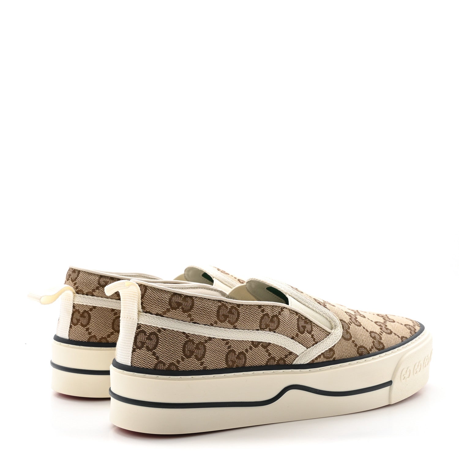 Gucci GG Monogram Womens 1977 Tennis Slip On 30mm Sneakers 38.5 Beige Ebony Mystic White 5 of 9