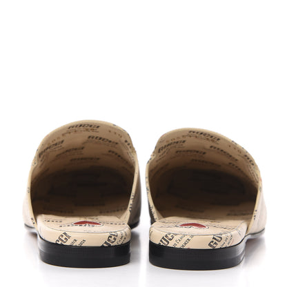 Gucci Calfskin Stamp Print Womens Princetown Slippers 38 Soy Black 7 of 11