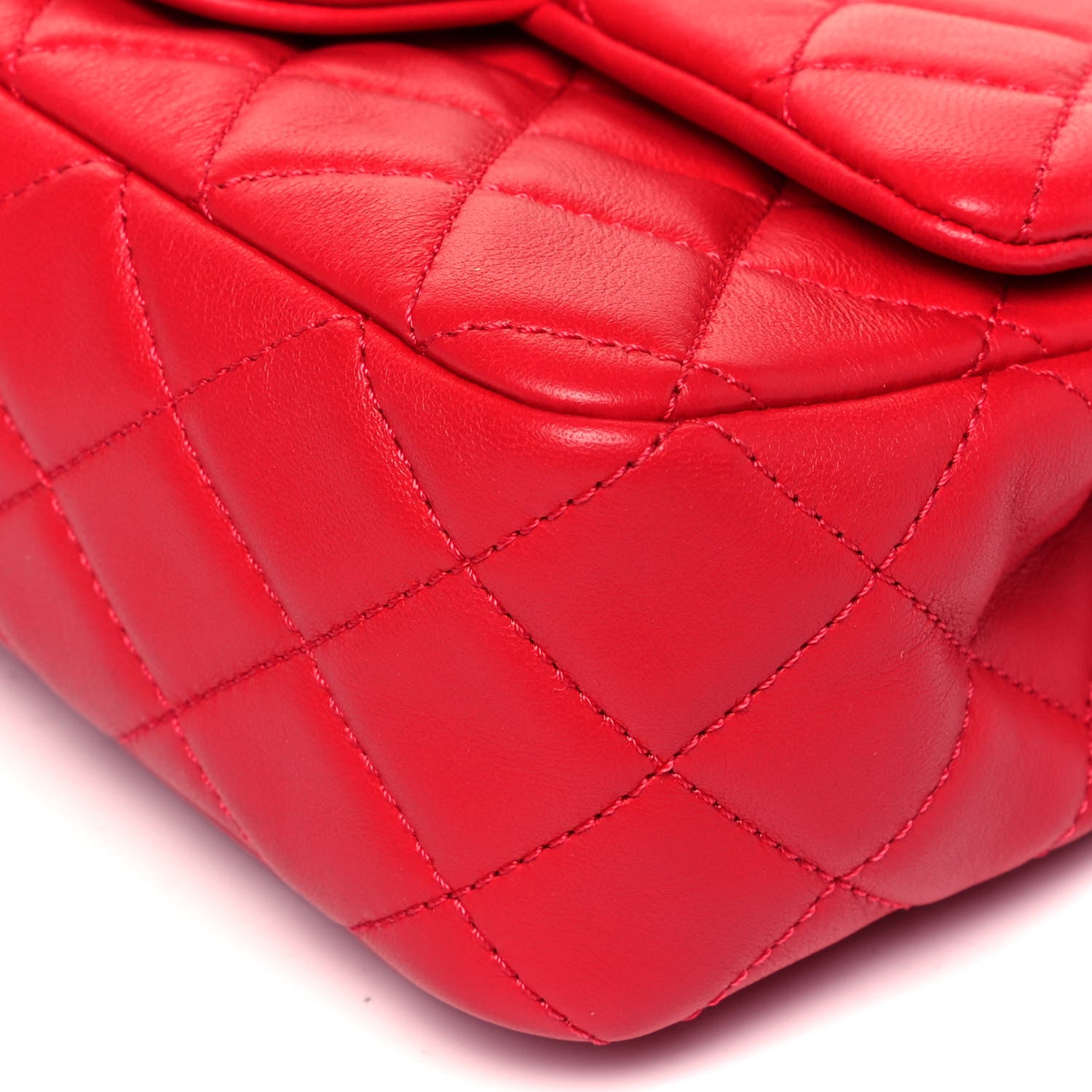 Chanel Lambskin Quilted Mini Rectangular Pearl Crush Flap Red 9 of 9
