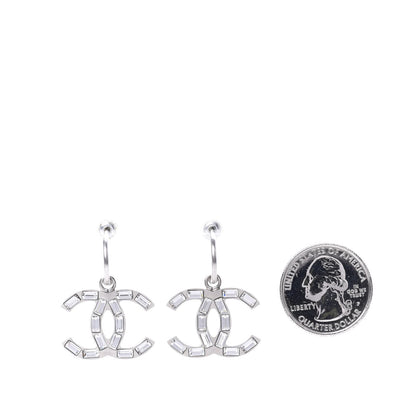Chanel Baguette Crystal CC Dangle Earrings Silver 2 of 5