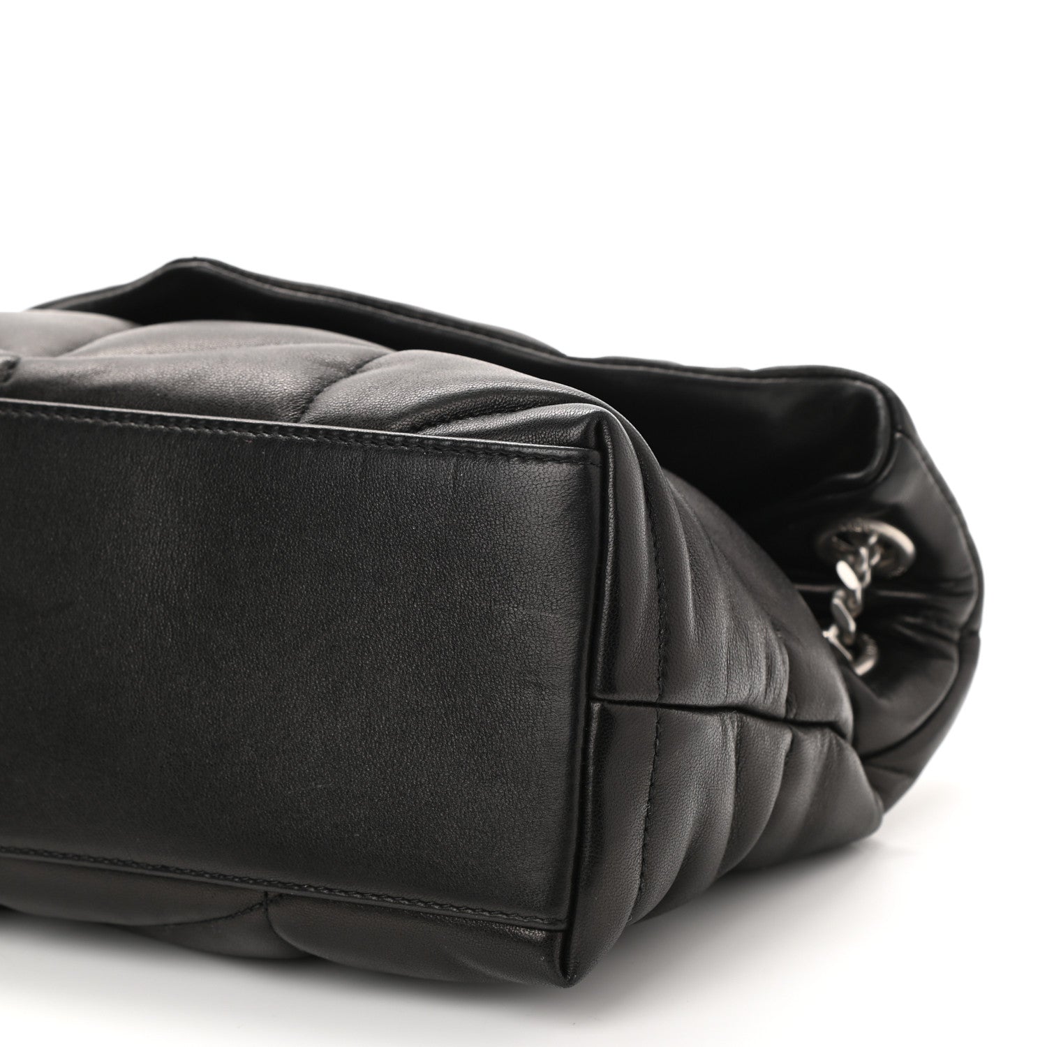 Saint Laurent Lambskin Quilted Small Loulou Puffer Monogram Chain Satchel Black 11 of 11