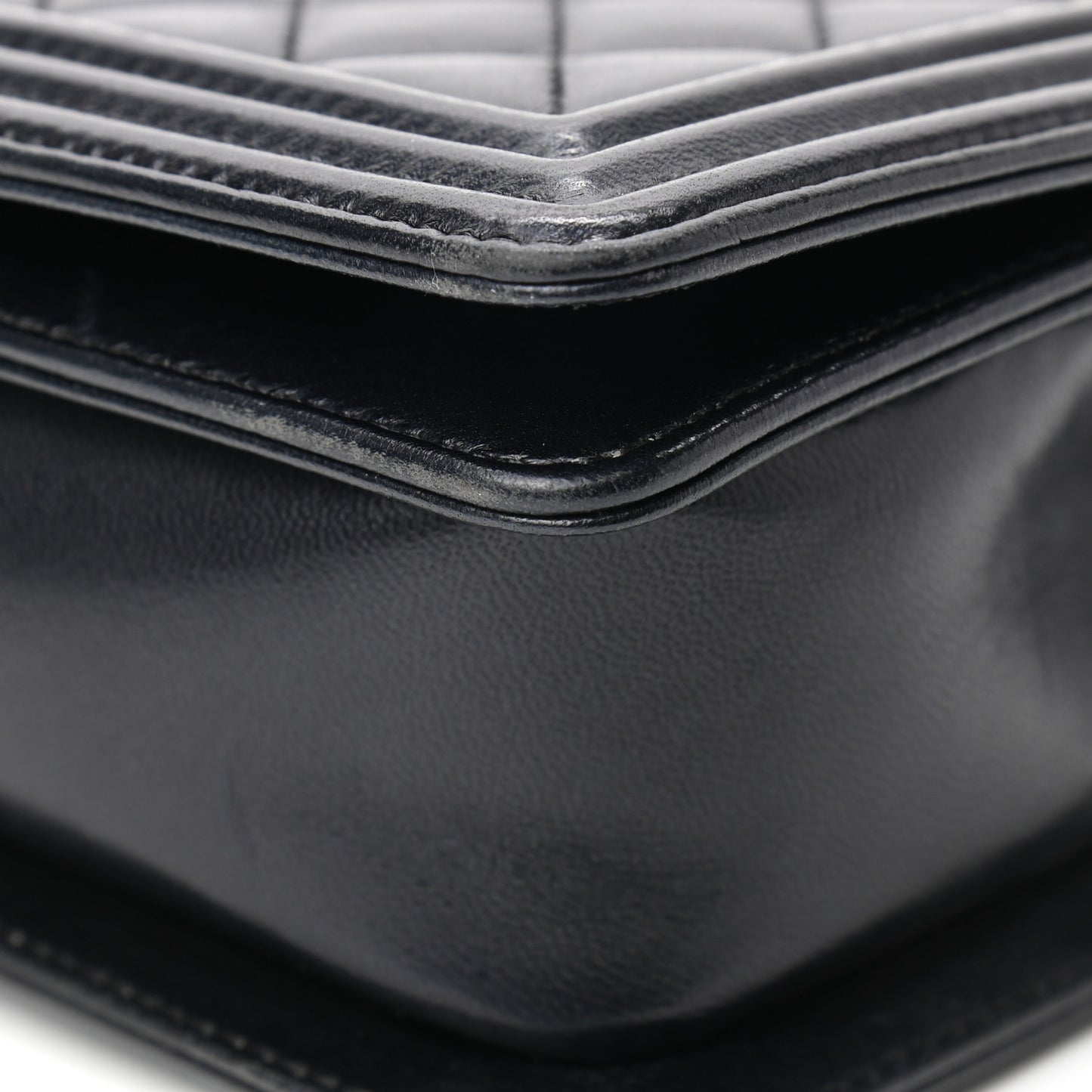 Lambskin Quilted Boy Flap Clutch Black