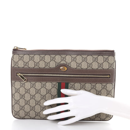 Gucci GG Supreme Monogram Large Ophidia Pouch Clutch Brown 2 of 8