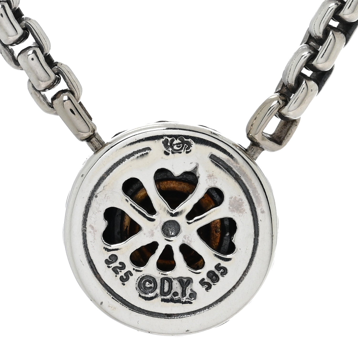 David Yurman Sterling Silver 14K Yellow Gold Cookie Pendant Necklace 5 of 5