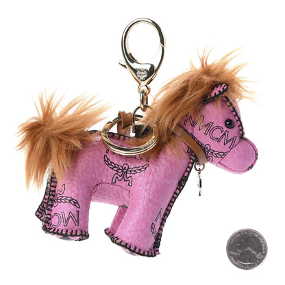 MCM Visetos Horse Key Ring Bag Charm Pink 2 of 4