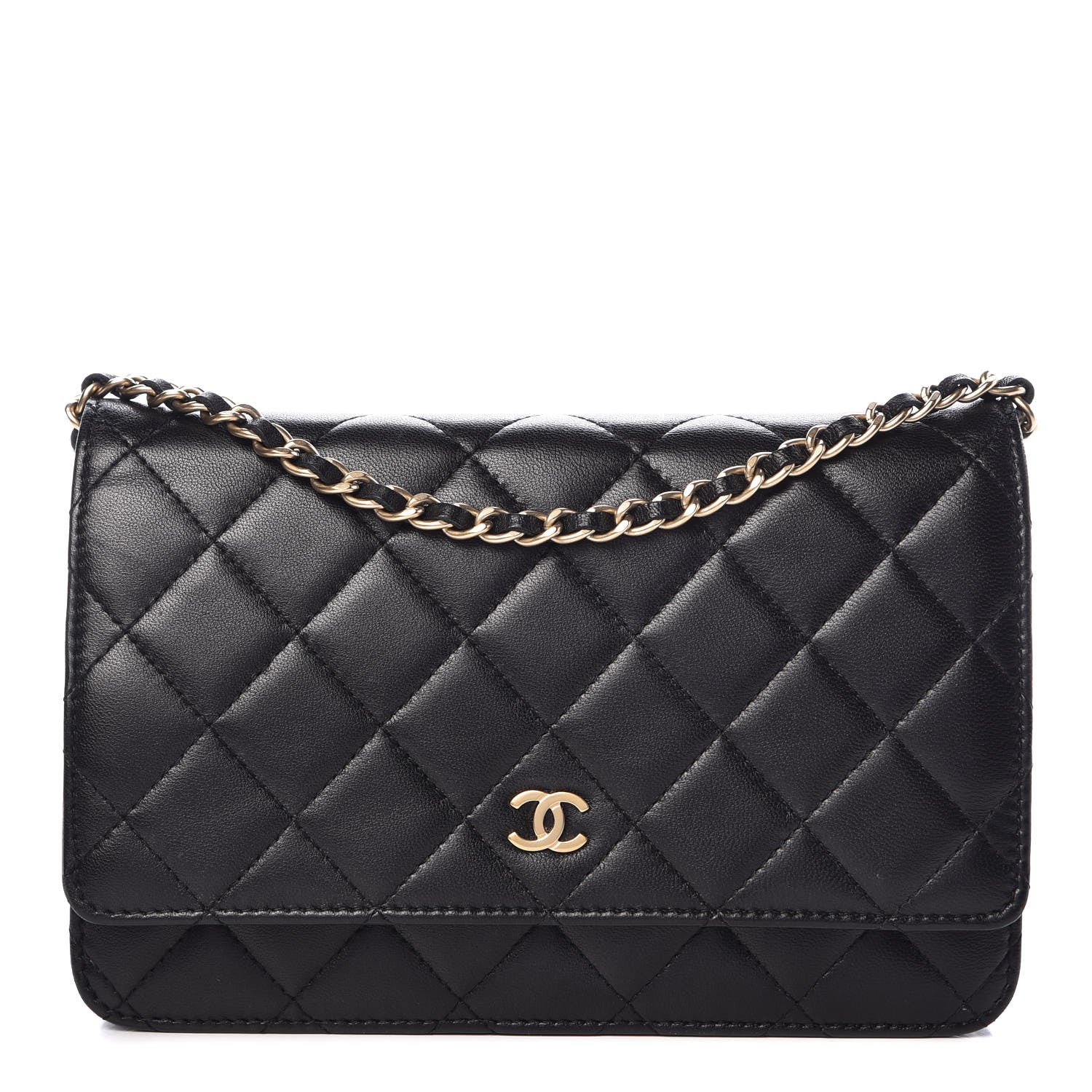 Chanel Lambskin Quilted Wallet On Chain WOC Black 1 of 10
