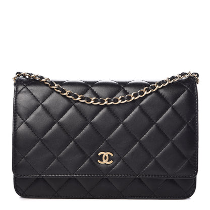 Chanel Lambskin Quilted Wallet On Chain WOC Black 1 of 10