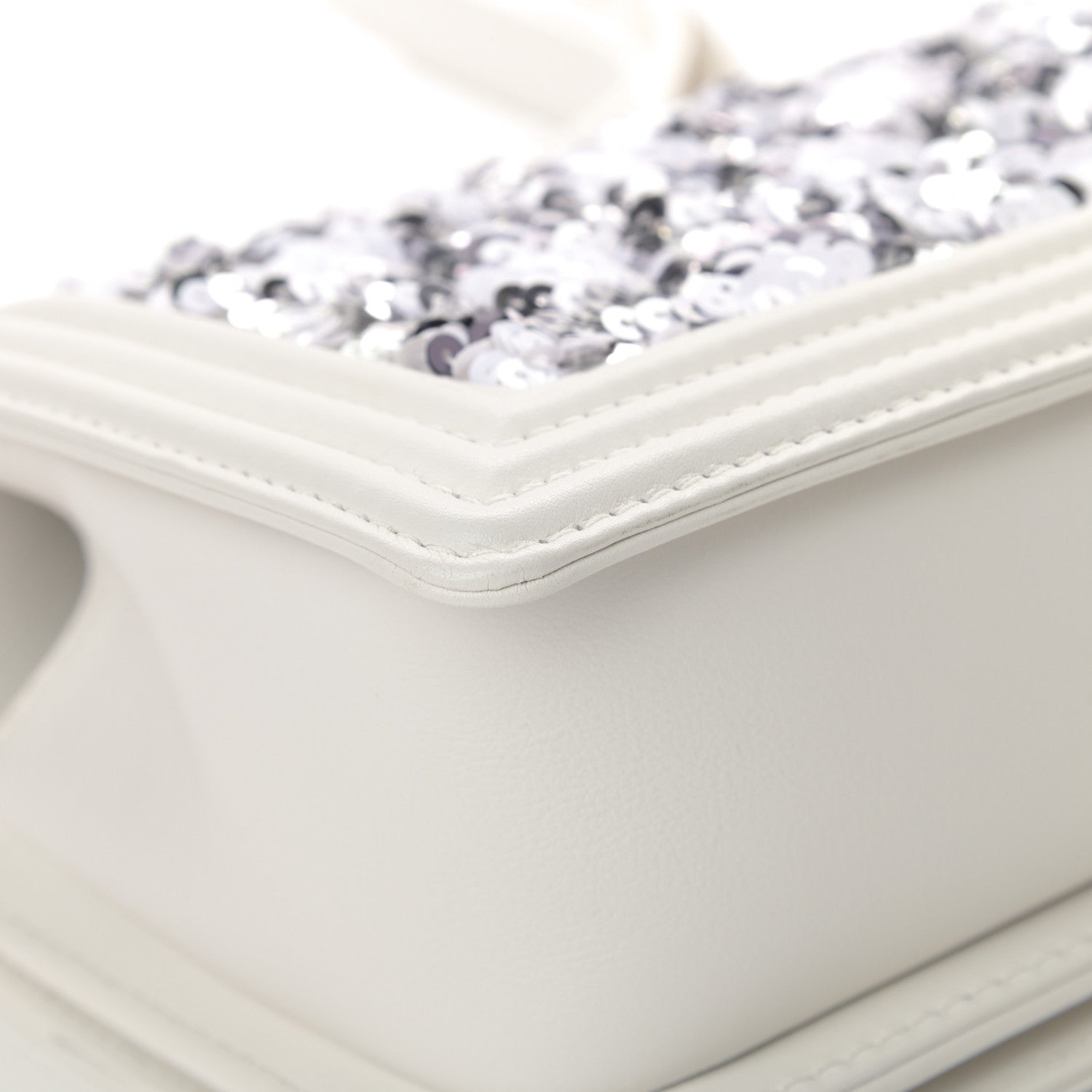 Chanel Calfskin Sequin Medium Boy Chanel Flap White 12 of 12