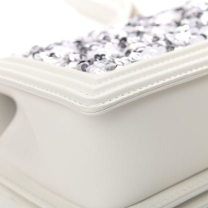 Chanel Calfskin Sequin Medium Boy Chanel Flap White 12 of 12