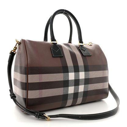 Burberry E-canvas Check Bowling Bag Dark Birch Brown 3 of 13