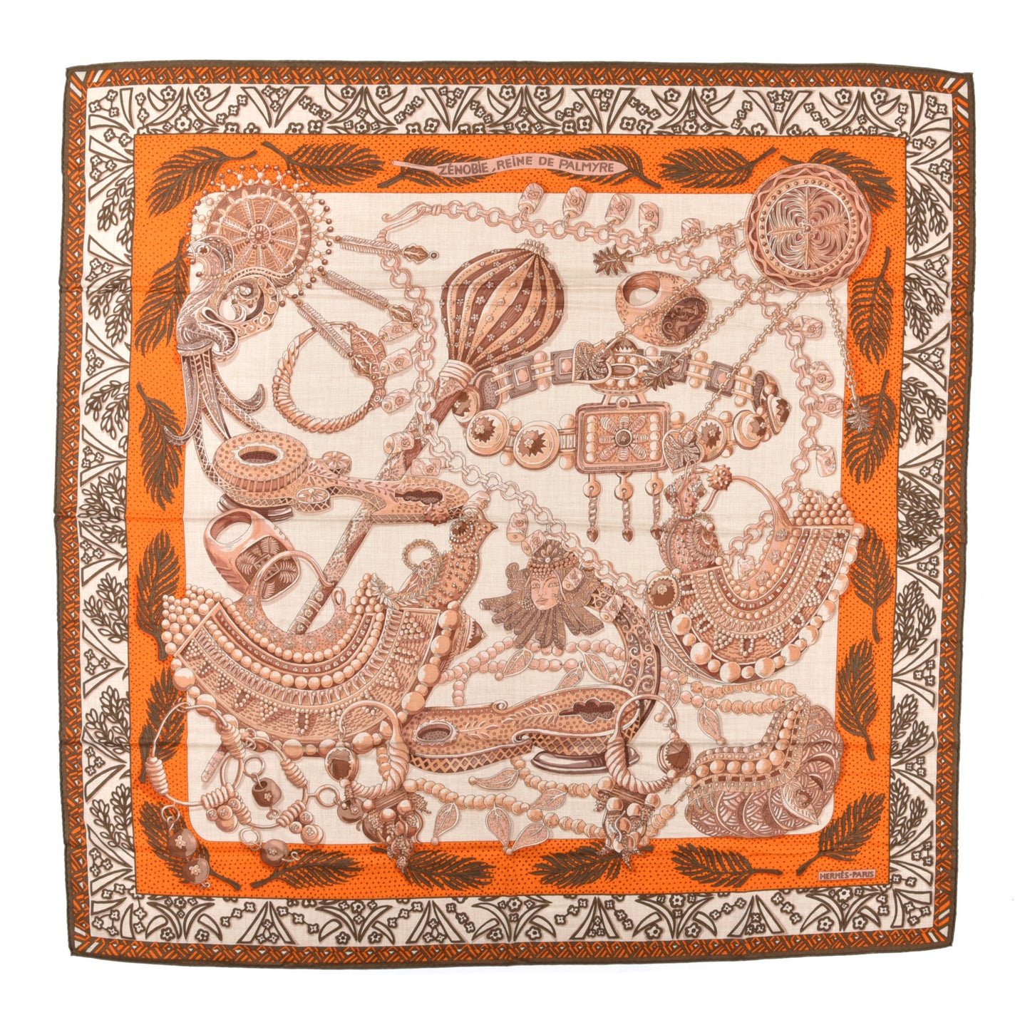 Cashmere Silk Zénobie Reine De Palmyre 140 Natural Terracotta Vert